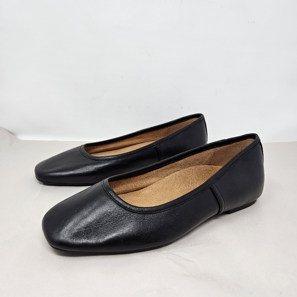 Vionic Orinda Flats Womens Sz 7.5M Black Leather Square Toe Low Heel Vio-motion - Picture 4 of 10